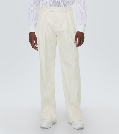 Shop Amiri Wide-leg Twill Pants In White