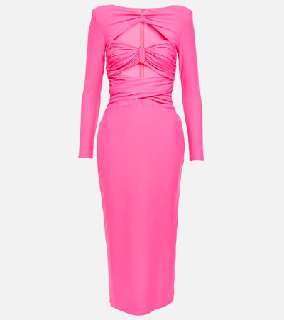 Shop Self-portrait Cutout Jersey Midi Dress In Pink