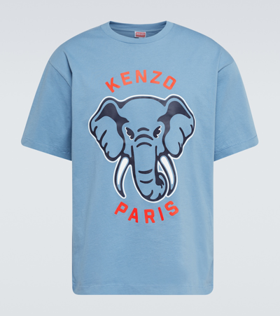 Shop Kenzo Logo Cotton Jersey T-shirt In Blue