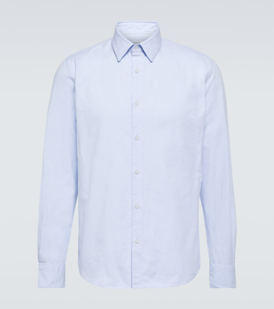 Shop Sunspel Cotton Shirt In Blue