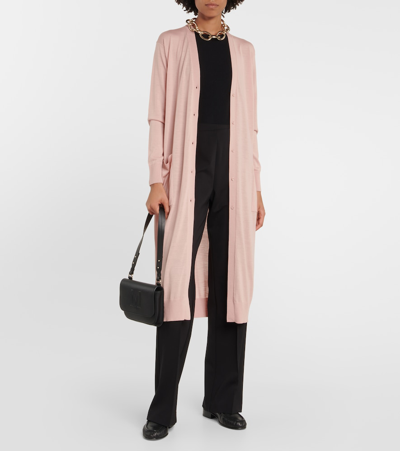 Shop Max Mara Leale Wool Cardigan In Pink