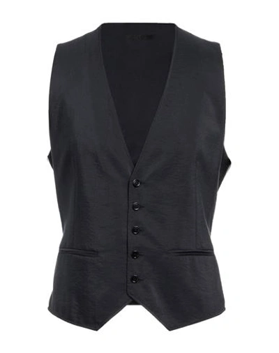 Shop Giorgio Armani Man Tailored Vest Midnight Blue Size 40 Silk, Polyamide