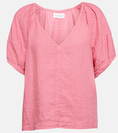Shop Velvet Callin Linen Top In Pink