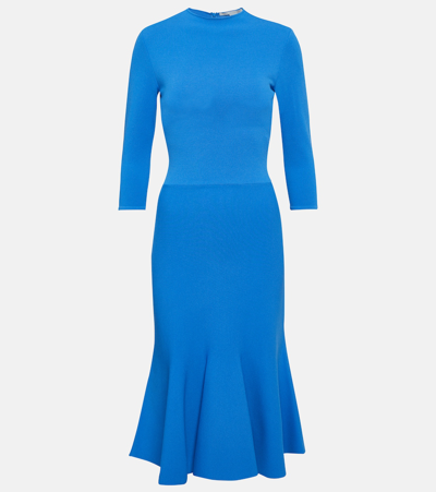 Shop Stella Mccartney Mock Neck Midi Dress In Blue
