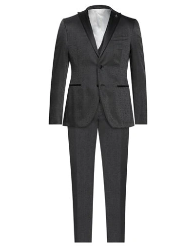Paoloni Man Suit Black Size 40 Polyester, Wool In Black