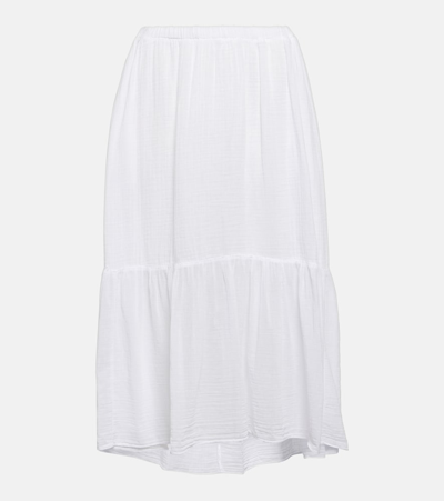 Shop Velvet Mckenna Cotton Midi Skirt In White