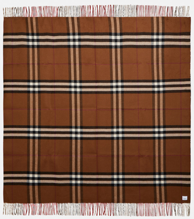 Shop Burberry Check Wool And Cashmere Throw In Red