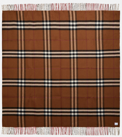 Burberry Checked Wool And Cashmere Throw In Red