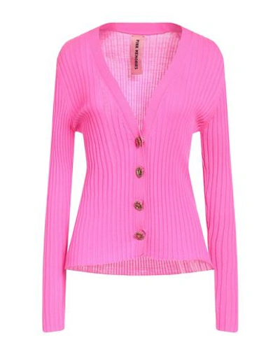 Pink Memories Woman Cardigan Fuchsia Size 10 Wool In Pink