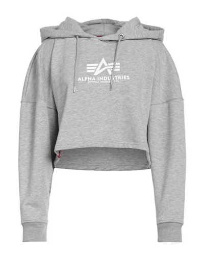 Alpha Industries Woman Sweatshirt Grey Size L Cotton, Polyester In Grey
