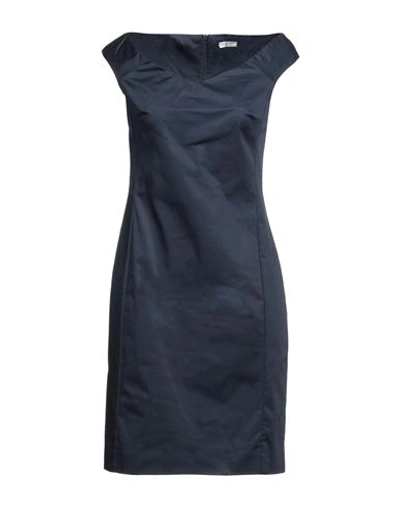 Shop Rossopuro Woman Mini Dress Midnight Blue Size 6 Cotton, Elastane