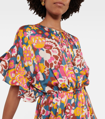 Shop Eres Piment Floral Silk And Cotton Midi Dress In Multicoloured