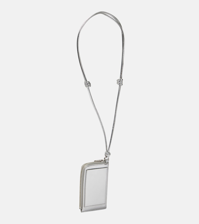 Shop Jil Sander Envelope Leather Card Holder With Strap In Grey