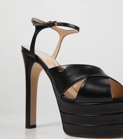 Shop Gucci Gg Leather Platform Sandals In Black