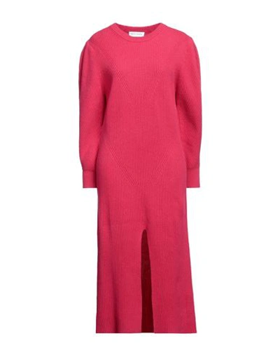 Shop Weili Zheng Woman Midi Dress Fuchsia Size M Wool In Pink