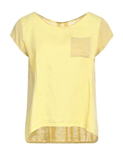 Shop Via Masini 80 Woman T-shirt Light Yellow Size 8 Viscose, Linen, Lyocell