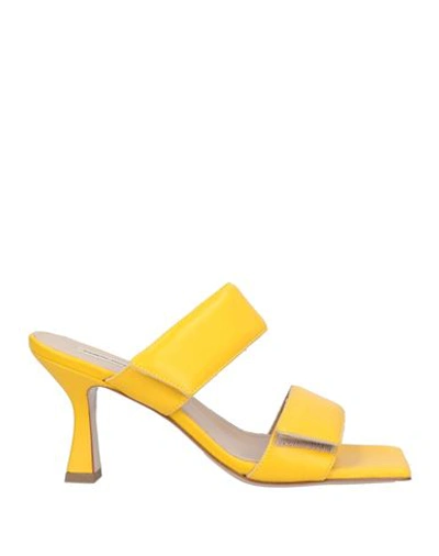 Shop Fabio Rusconi Woman Sandals Ocher Size 6 Soft Leather In Yellow