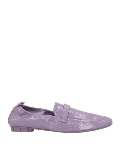 Shop Ferragamo Woman Loafers Lilac Size 10 Calfskin In Purple