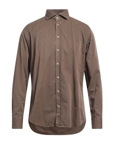 Shop Bastoncino Man Shirt Brown Size 15 ¾ Cotton