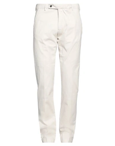 Shop Berwich Man Pants Ivory Size 38 Cotton, Elastane In White