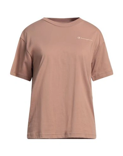 Champion Woman T-shirt Light Brown Size Xl Cotton In Beige