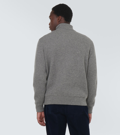 Shop Brunello Cucinelli Suede And Cashmere Bomber Jacket In Grey