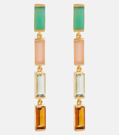 Shop Aliita Deco Maxi Embellished 9kt Gold Drop Earrings In Multicoloured