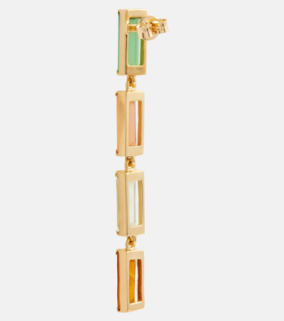 Shop Aliita Deco Maxi Embellished 9kt Gold Drop Earrings In Multicoloured