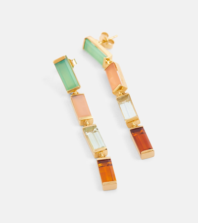 Shop Aliita Deco Maxi Embellished 9kt Gold Drop Earrings In Multicoloured