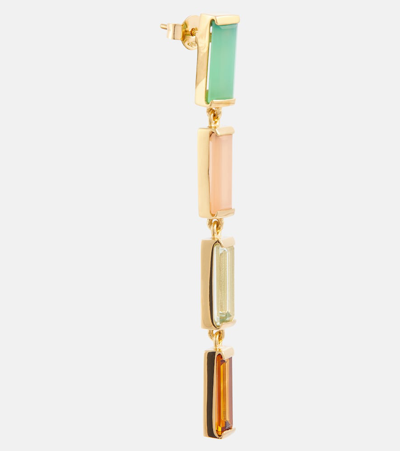 Shop Aliita Deco Maxi Embellished 9kt Gold Drop Earrings In Multicoloured