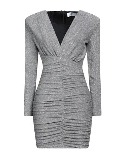 Shop Soallure Woman Mini Dress Silver Size 8 Viscose, Polyester, Polyamide, Elastane