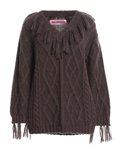 Pink Memories Woman Sweater Dark Brown Size 8 Acrylic, Mohair Wool, Polyamide, Wool In Brown