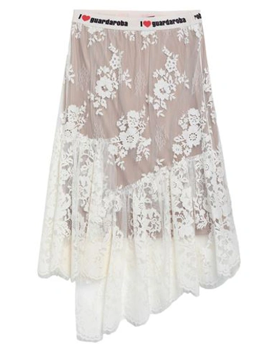 Shop Guardaroba By Aniye By Woman Midi Skirt Ivory Size S Cotton, Polyacrylic, Polyamide, Elastane In White