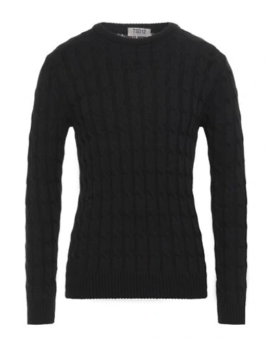 Tsd12 Man Sweater Black Size Xl Acrylic, Wool In Black