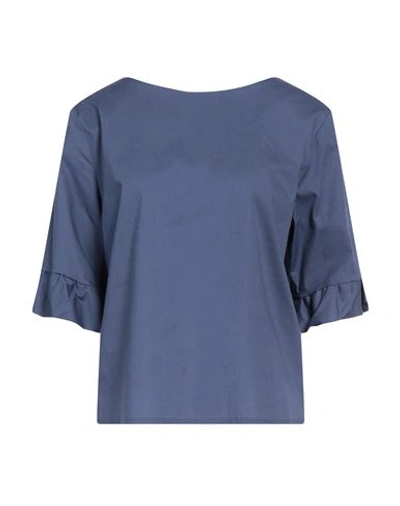 Shop Peter A & Chronicles Woman Top Slate Blue Size 6 Cotton, Elastane