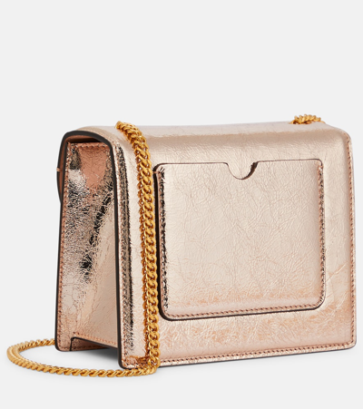 Shop Oscar De La Renta Tro Mini Leather Shoulder Bag In Pink