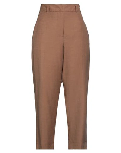 Merci .., Woman Pants Brown Size 6 Viscose, Rayon, Linen In Brown