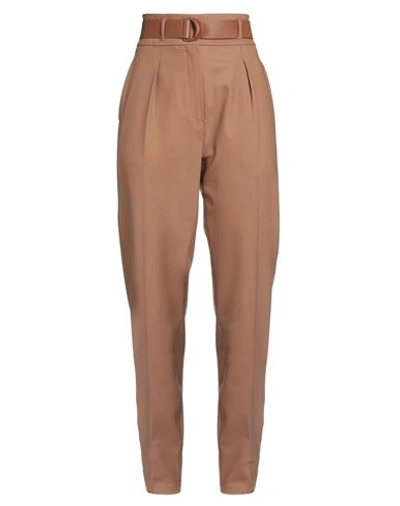 Max Mara Studio Woman Pants Camel Size 10 Virgin Wool, Elastane In Beige