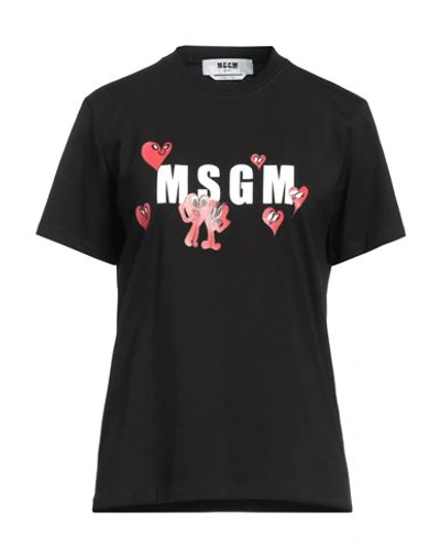 Msgm Woman T-shirt Black Size S Cotton In Black