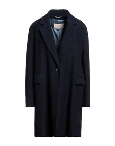 Circolo 1901 Woman Coat Midnight Blue Size 12 Virgin Wool In Blue