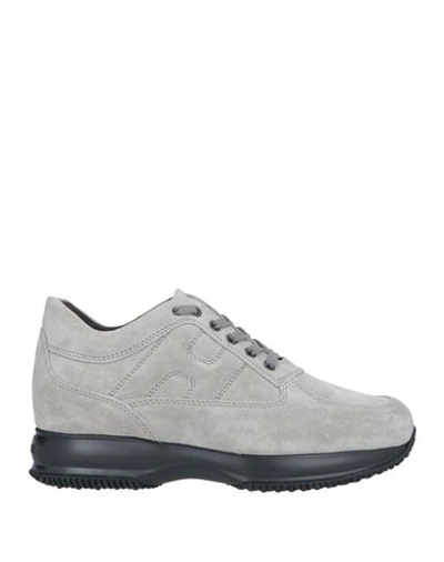 Hogan Man Sneakers Light Grey Size 8.5 Soft Leather In Grey