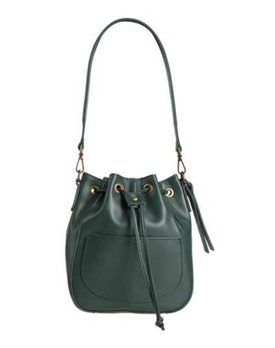Shop Corsia Woman Shoulder Bag Dark Green Size - Soft Leather