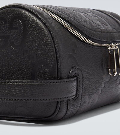 Shop Gucci Jumbo Gg Small Leather Toiletry Bag In Black