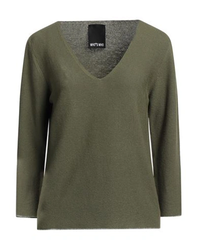 Shop Who*s Who Woman Sweater Military Green Size S Cotton, Acrylic