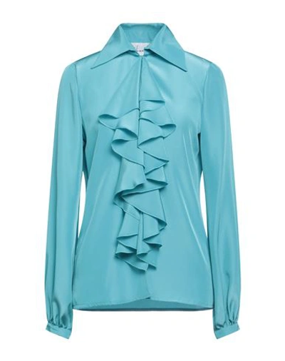 Shop Virna Drò® Virna Drò Woman Shirt Pastel Blue Size 4 Silk