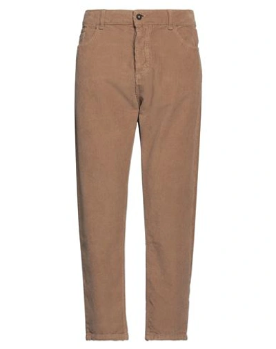Shop Stilosophy Man Pants Camel Size 28 Cotton In Beige
