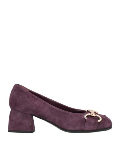 Shop Bruglia Woman Pumps Mauve Size 6.5 Leather In Purple