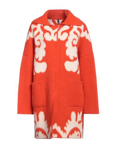 Shop Pierantonio Gaspari Woman Overcoat & Trench Coat Orange Size 8 Virgin Wool, Polyamide