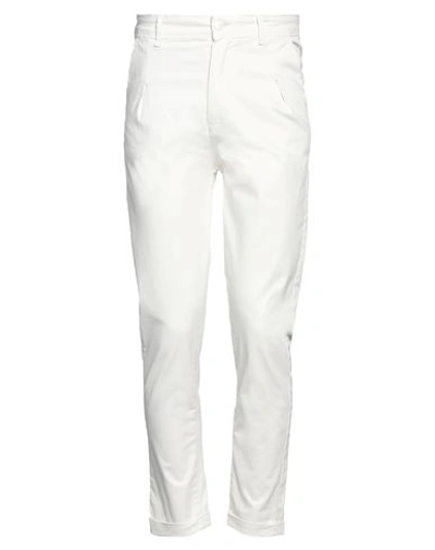 Shop Stilosophy Man Pants Cream Size 28 Cotton, Elastane In White