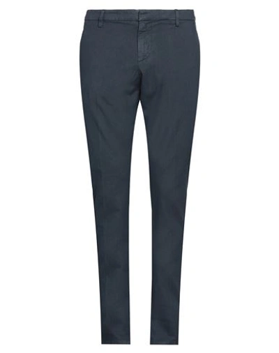 Shop Dondup Man Pants Navy Blue Size 36 Cotton, Elastane